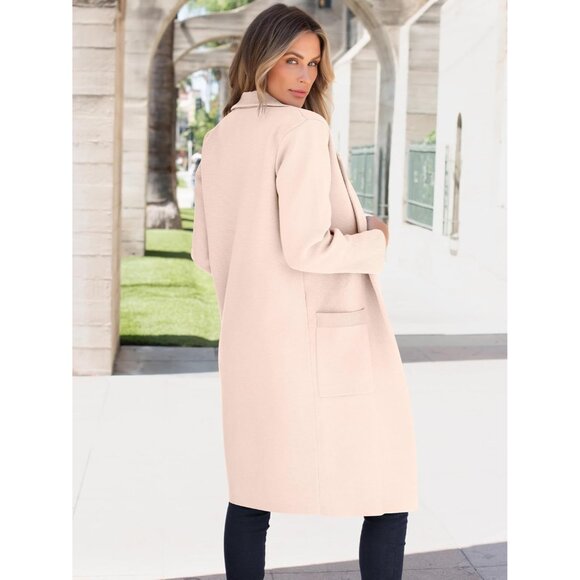 Womens Apricot  Cardigan Sweater 2025 Fall Outfits Knitted Lapel Long Coats - Picture 4 of 8